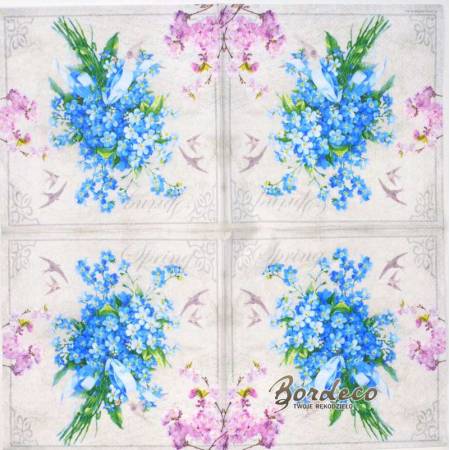 Serwetka decoupage firmy AMBIENTE bukiet niezapominajek 25x25